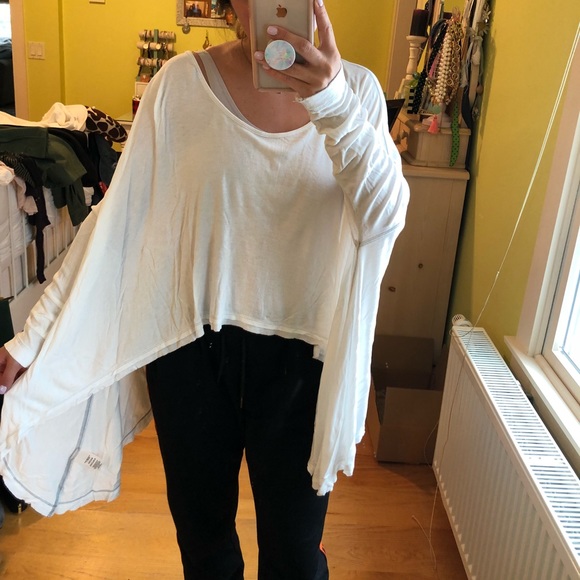 Free People White Flowy Long Sleeve 